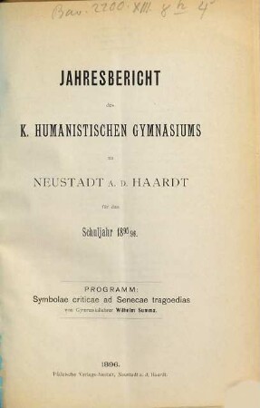 Jahresbericht. 1895/96