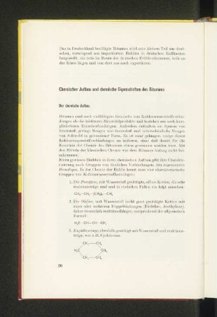 Chemischer Aufbau und chemische Eigenschaften des Bitumens