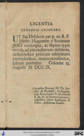 Licentia; Approbatio Censoris.