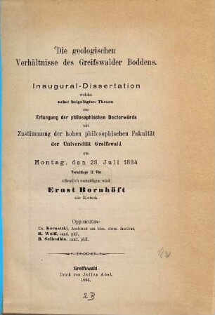Die geologischen Verhältnisse des Greifswalder Boddens : Inaug.-Diss.