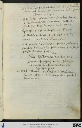 [fol. 183] Rektorat Johannes Fautsch 1641/42