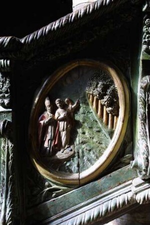 Frankreich. Bretagne. Finistere. Locronon. Eglise Saint Ronan. Holz Relief