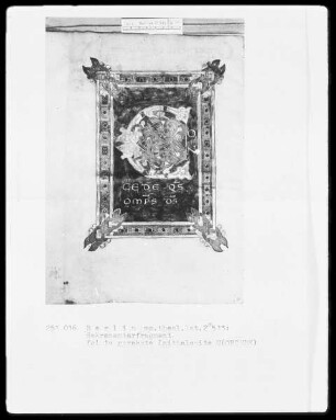 Fragment eines Sakramentars — Initialzierseite C(oncede), Folio 1verso