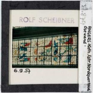 Angers: Kathedrale, Glasfenster, Nordquerhaus, Ostwand, aufgenommen 6.9.1957