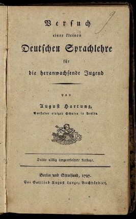 Versuch einer kleinen Deutschen Sprachlehre für die heranwachsende Jugend
