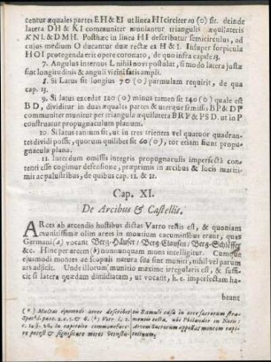 Cap. XI. De Arcibus & Castellis.