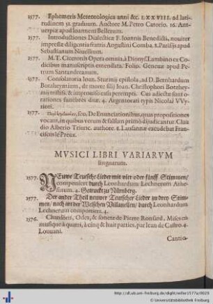 Mvsici Libri Variarvm linguarum.