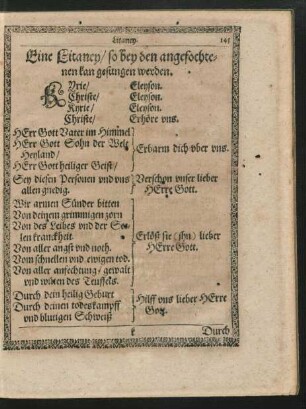 Eine Litaney/ so bey den angefochtenen kan gesungen werden.