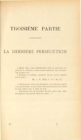 Troisième partie. La dernière persécution