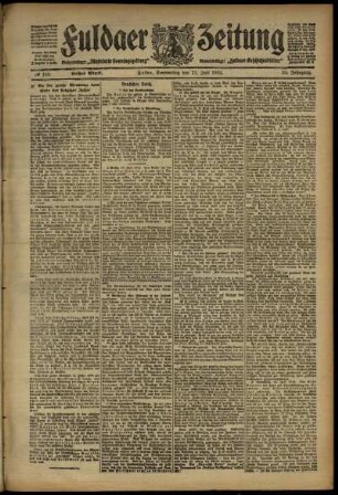 Erste Ausgabe vom Donnerstag, den 11. Juli 1912.