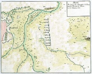 WHK 21 Österreichischer Sukzessionskrieg 1740-1748 bis zum Aachener Frieden: Plan des Feldlagers der hessischen Truppen bei Horn, 7. Oktober 1742