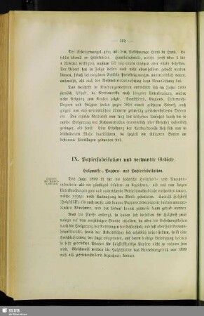 IX. Papierfabrikation und verwandte Gebiete