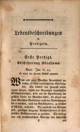 Lebensbeschreibungen in Predigten, oder eine Reihe Kanzelreden, über Abschilderung der vornehmsten Männer in der Schrift