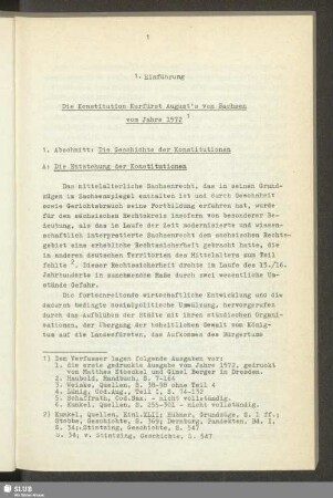 1. Einführung Die Konstitution Kurfürst August´s von Sachsen vom Jahre 1572