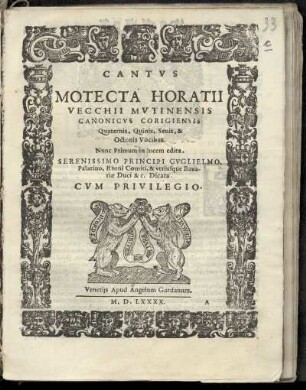 Oratio Vecchi: Motecta ... quaternis, quinis, senis, et octonis vocibus