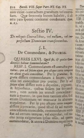Sectio IV. De reliquis Contractibus, vel nullum, vel imperfectum Dominium transferentibus.