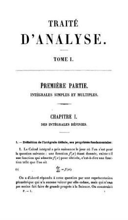 Première Partie. Intégrales simples et multiples. Chapitre I. Des Intégrales Définies.