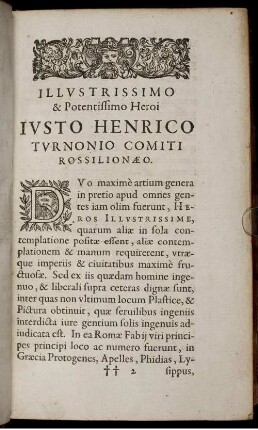 Illustrissimo & Potentissimo Heroi Iusto Henrico Turnonio Comiti Rossilionæo.