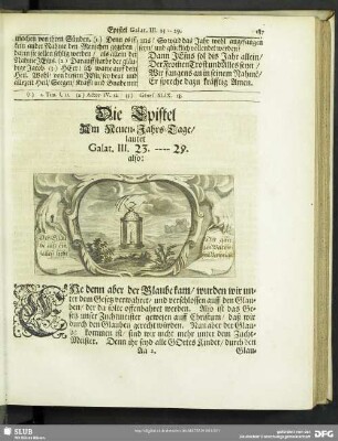 Die Epistel Am Neuen-Jahrs-Tage, lautet Galat. III. 23.-29.