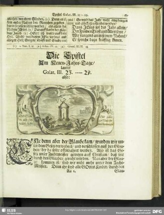 Die Epistel Am Neuen-Jahrs-Tage, lautet Galat. III. 23.-29.