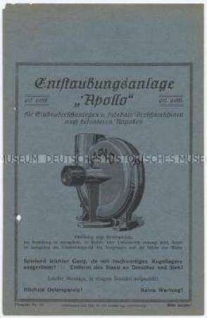 Entstaubungsanlage "Apollo" / Prospekt Nr. 236
