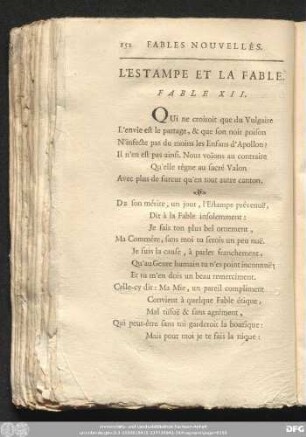 L'Estampe Et La Fable. Fable XII.