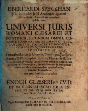Universi iuris romani ... compositio et exegesis