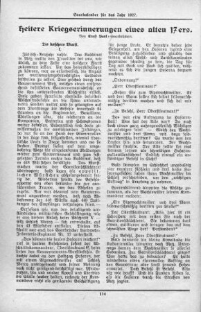 Heitere Kriegserinnerungen eines alten 17er