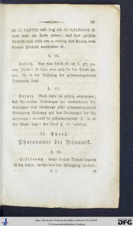 II. Phoronomie der Dynamik.