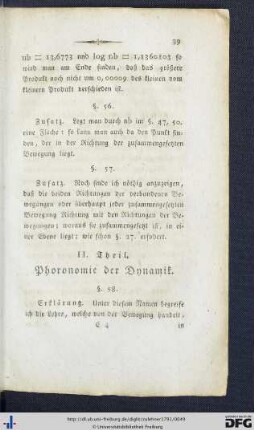 II. Phoronomie der Dynamik.