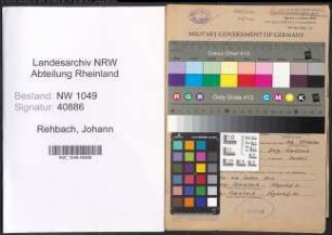 Entnazifizierung Johann Rehbach , geb. 27.03.1910 (Lagerist)
