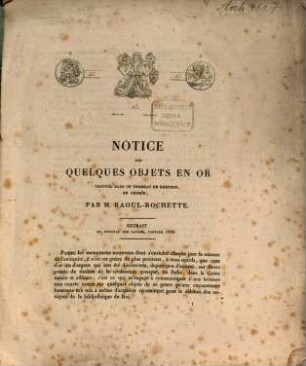 Notice sur quelques objets en or trouvés dans un tombeau de Kertsch en Crimée