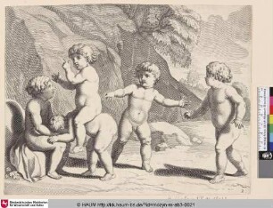 [Kinderspiele: Fünf Kinder spielen Verstecken]