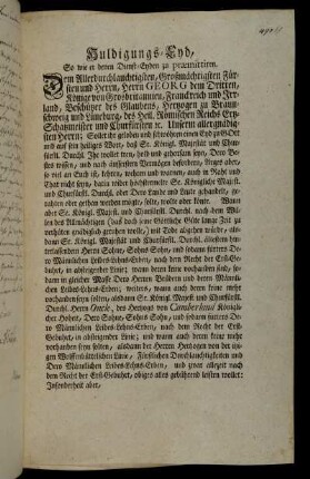 Huldigungseid auf König Georg III. [gedruckter Eid].