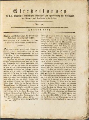 Mittheilungen. Nro. 41. Oktober 1823.