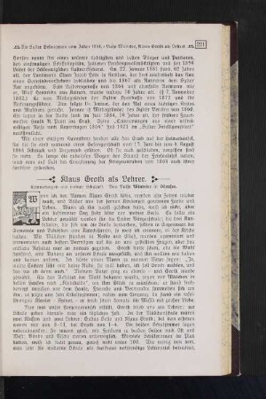 Klaus Groth als Lehrer.