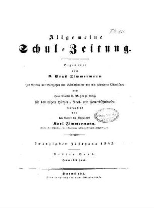 20: Allgemeine Schulzeitung - 20.1843