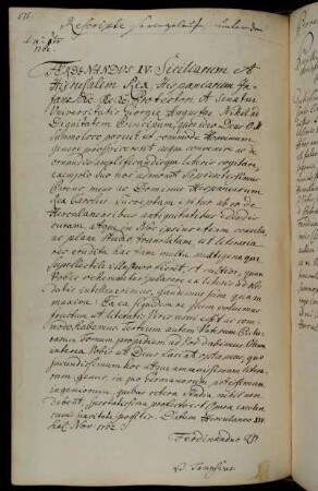 Schreiben des Königs beider Sizilien Ferdinand IV. an die Universität [lateinisch].