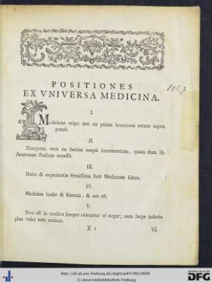 Positiones Ex Universa Medicina I - XXXIII.