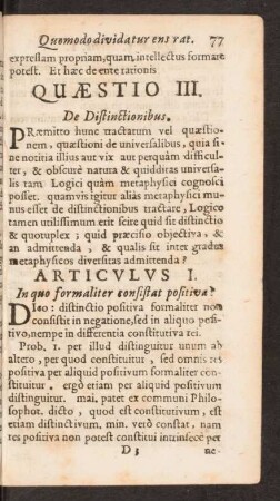 Quaestio III. De Distinctionibus.