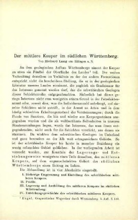 Der mittlere Keuper im südlichen Württemberg