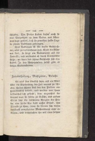 Zeiteintheilung, Mahlzeiten, Besuche.
