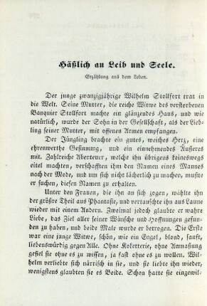 Häßlich an Leib und Seele. Erzählung aus dem Leben