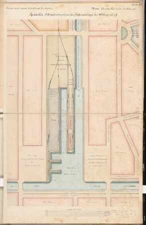Südkanal für Berlin Schinkelwettbewerb 1878: Hafen: Lageplan 1:1000; Maßstabsleiste