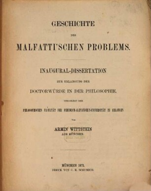 Geschichte des Malfatti'schen Problems : Inaugural-Dissertation