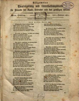 Allgemeine Theaterzeitung und Unterhaltungsblatt für Freunde der Kunst, Literatur und des geselligen Lebens. 1822 = Jg. 15