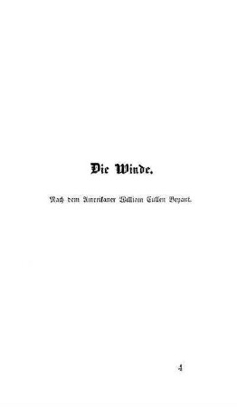 Die Winde. Nach dem Amerikaner William Cullen Bryant