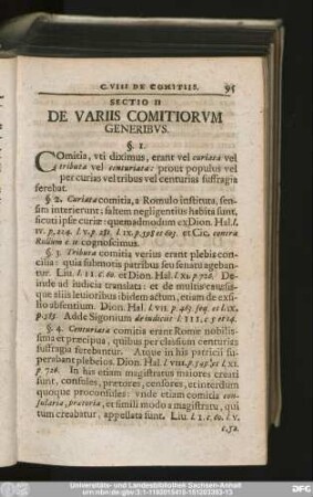 Sectio II De Variis Comitiorum Generibus.