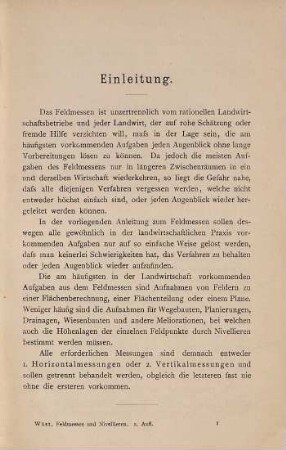 Leichtfassliche Anleitung zum Feldmessen und Nivellieren : für praktische Landwirte und landwirtschaftl. Lehranstalten