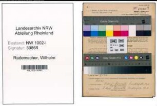 Entnazifizierung Wilhelm Rademacher, geb. 26.12.1894 (Arbeiter)